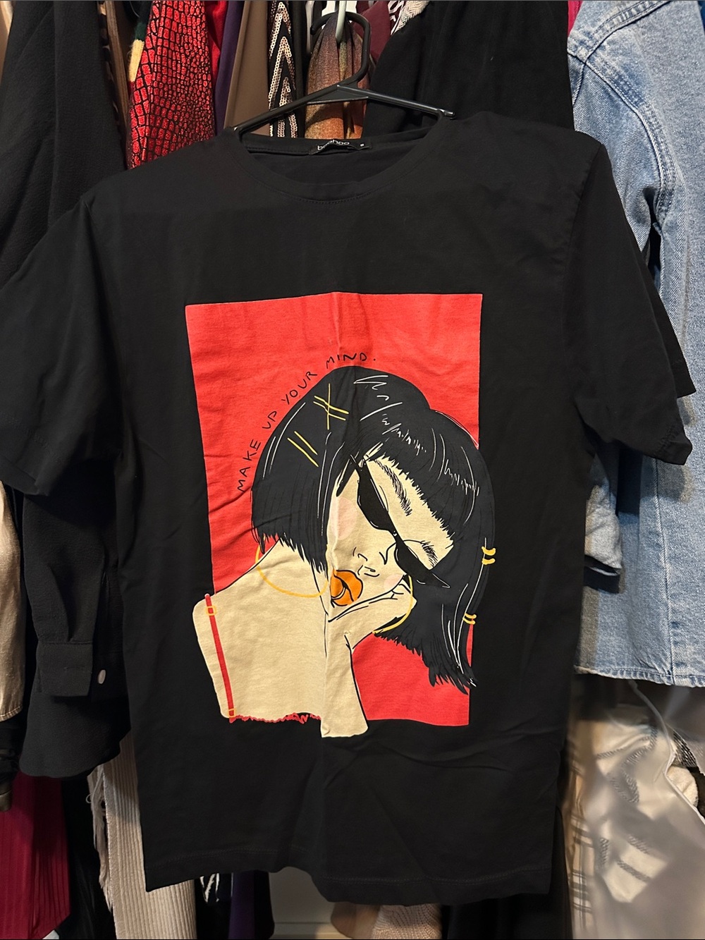 Graphic Tee with Red Art Panel
